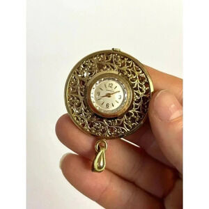 Gorgeous Vintage Carravelle Circular Pendant Necklace Clock